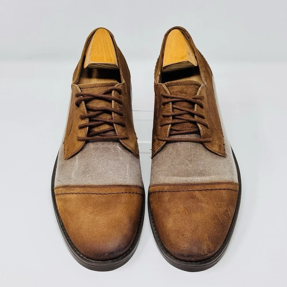 Clarks Collection Oxford Shoes Men 11.5M Brown Tan Cap Toe Cushion Soft Ortholit